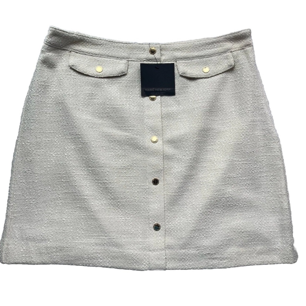 Marc New York Andrew Marc Button Front Mid RiseTweed Textured Skirt NWT Sz 14